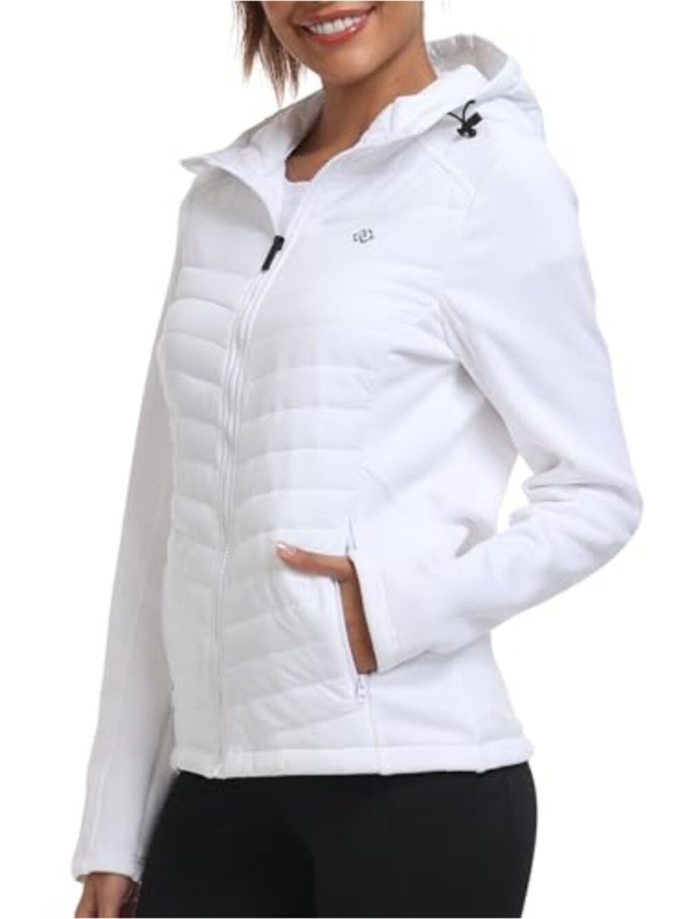 Women's Insulated Hooded Down Hiking Jacket Lightweight Warm Winter Running Coat